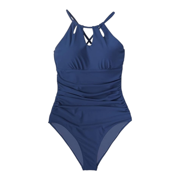 Cupshe Women Halter Lace Up Back Swimwear Blue - Picture 3 of 5